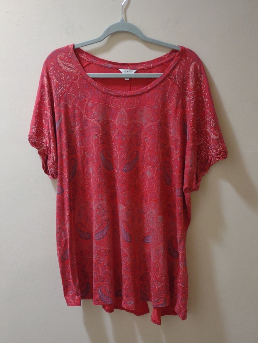 Lucky Brand Women's Red Paisley Short-Sleeve
